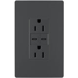 Graphite Radiant 15A Tamper Resistant Ultra Fast USB Type C/C Outlet by Legrand Radiant