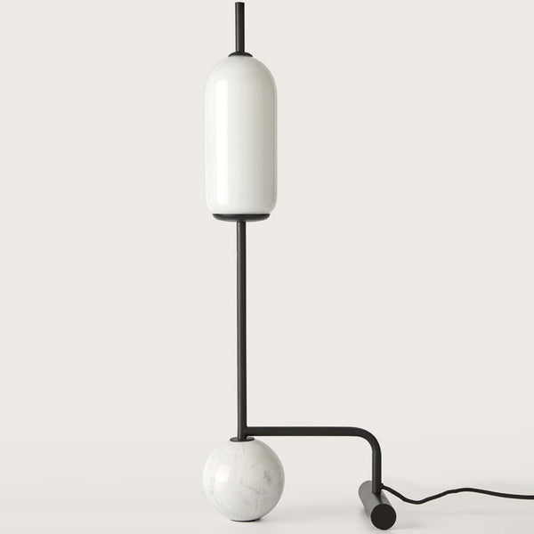 Matt Black-White Marble Funn Table Lamp by Aromas Del Campo