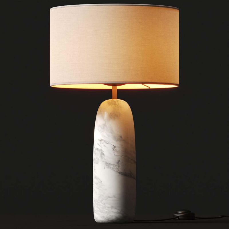 Matt White Marble Shin Table Lamp by Aromas Del Campo