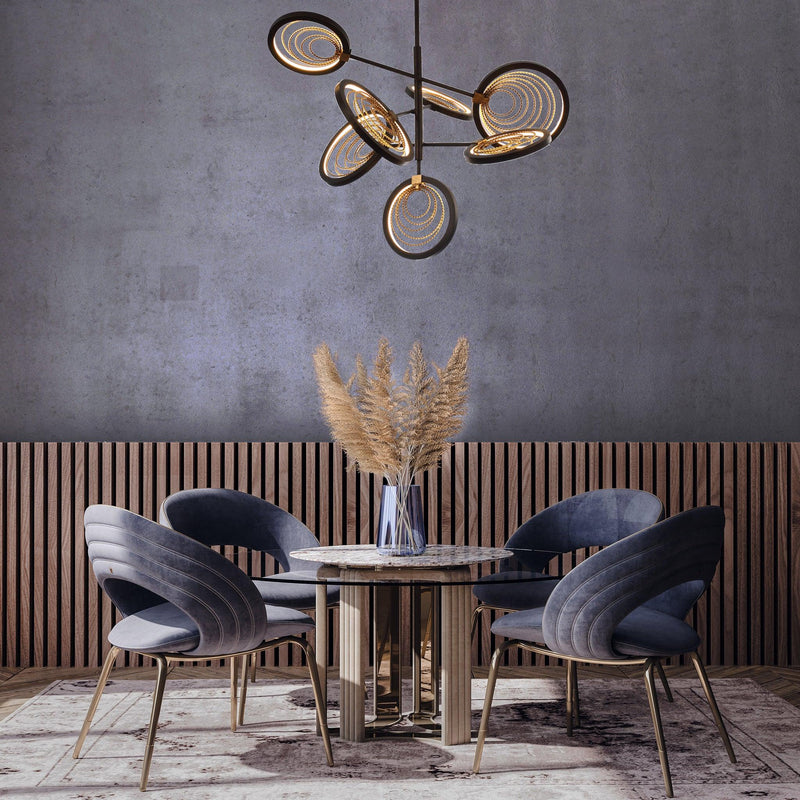 Bronze Gilt/Gold Leaf Lariat Pendant in Living Room
