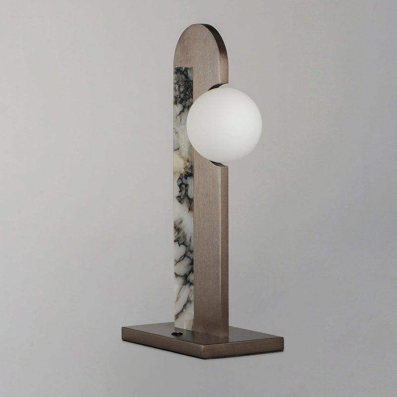 Brushed Gunmetal-Striae Arya New Age Table Lamp by Studio M