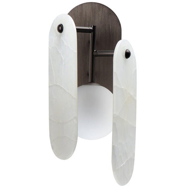 Brushed Bronze-White Onyx Megalith Stone Wall Sconce by Studio M