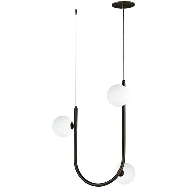 3 Light-Brushed Bronze Contour Pendant by Studio M