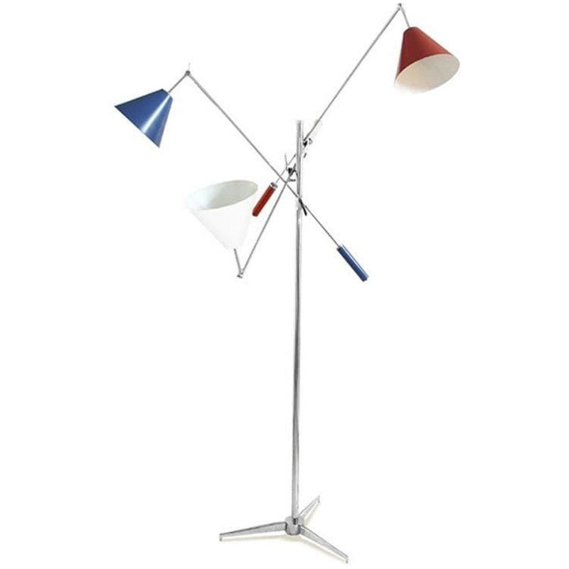 Nickel Plated and Matte Blue and Red and White Sinatra Floor Lamp by Delightfull