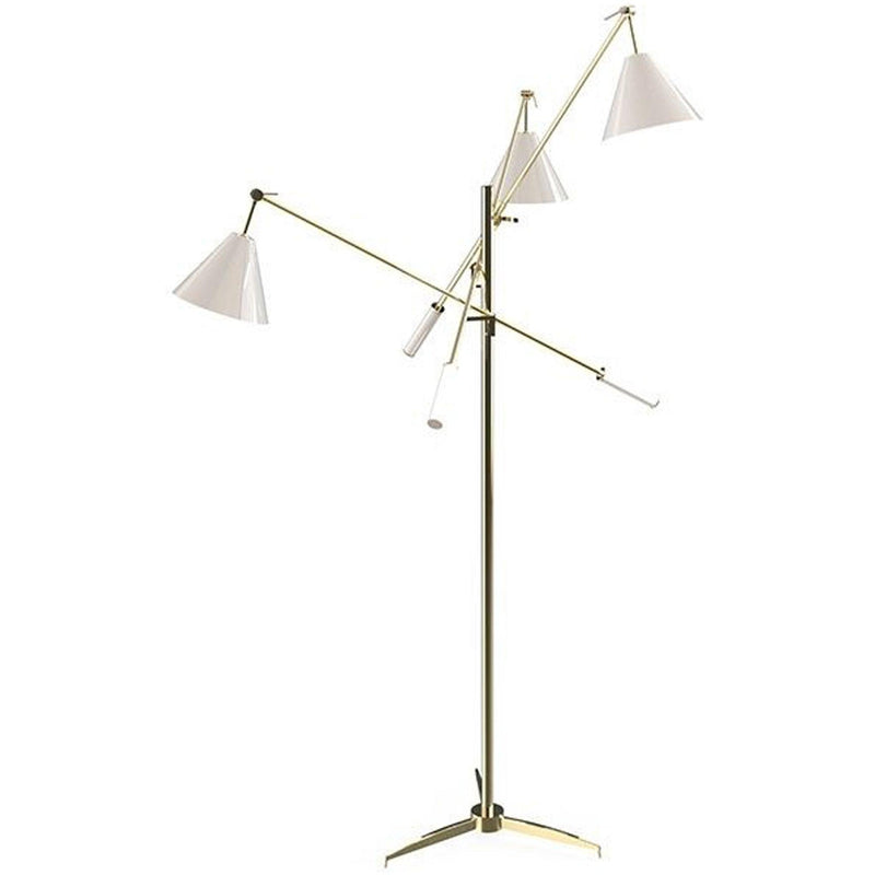 Gold Plated and Glossy White Sinatra Floor Lamp by Delightfull