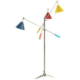 Nickel Plated and Matte Blue and Red and Yellow Sinatra Floor Lamp by Delightfull