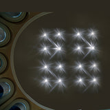 Sirio Recessed Light By Egoluce- Multiple Crystal Blub Glowing On Ceiling