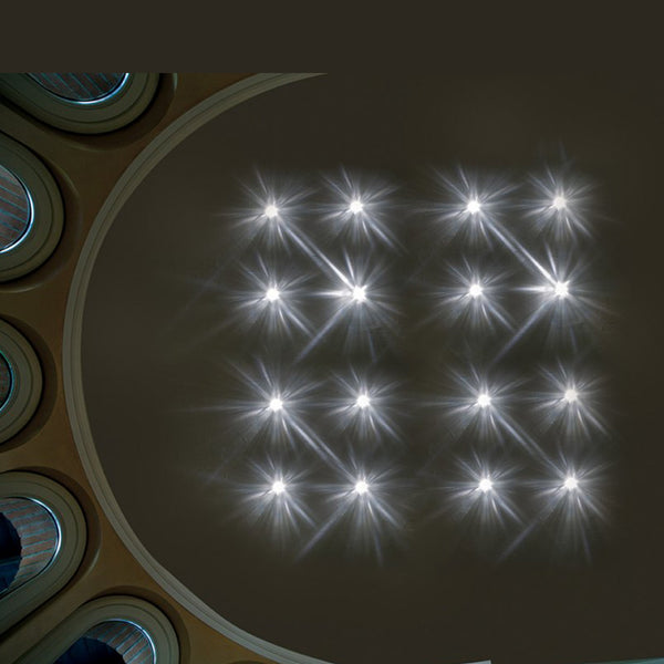 Sirio Recessed Light By Egoluce- Multiple Crystal Blub Glowing On Ceiling