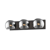 Willow Vanity Light By Alora - 3 Lights Matte Black Color with Smoked Solid Glass