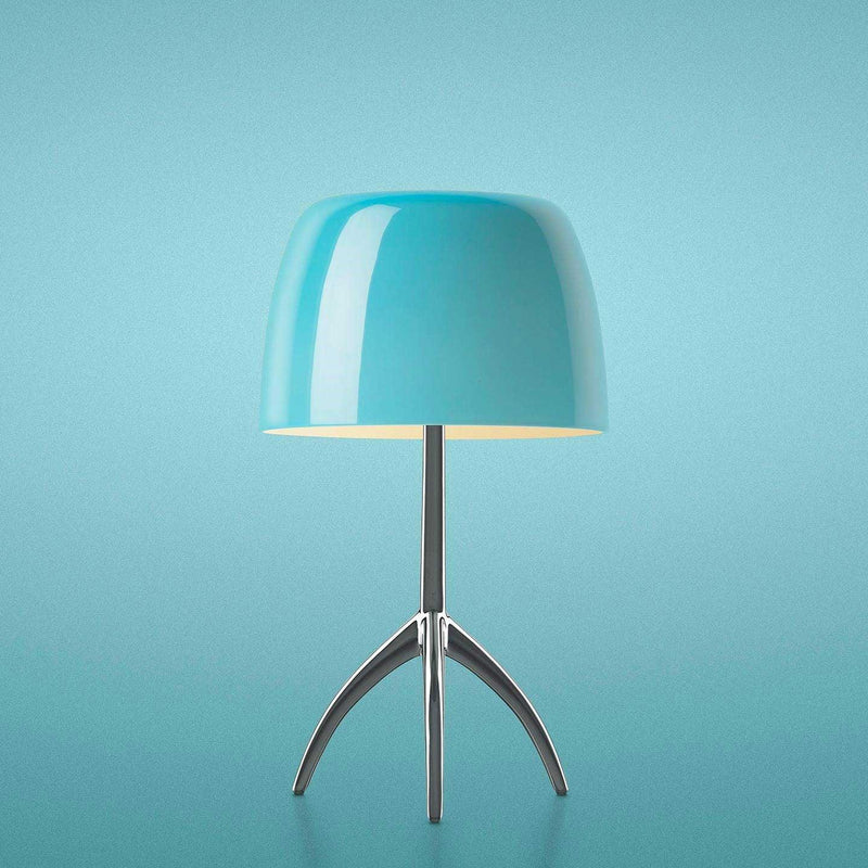 Lumiere Table Lamp by Foscarini, Color: Turquoise, Finish: Aluminum, Size: Small | Casa Di Luce Lighting
