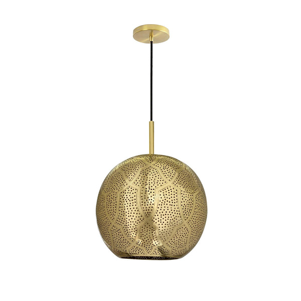 Brass Aria Metal Hamsa Pendant Light by Dounia Home