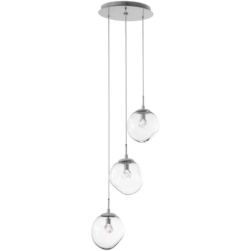 Aster 3 Light Pendant by Hammerton, Color: Zircon Crystal with Clear Glass-Hammerton Studio, Finish: Metallic Beige Silver,  | Casa Di Luce Lighting