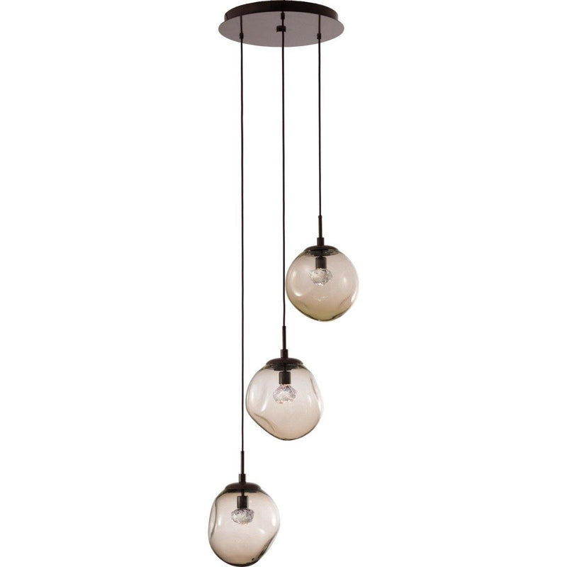 Aster 3 Light Pendant by Hammerton, Color: Floret Crystal with Clear Glass-Hammerton Studio, Finish: Flat Bronze,  | Casa Di Luce Lighting