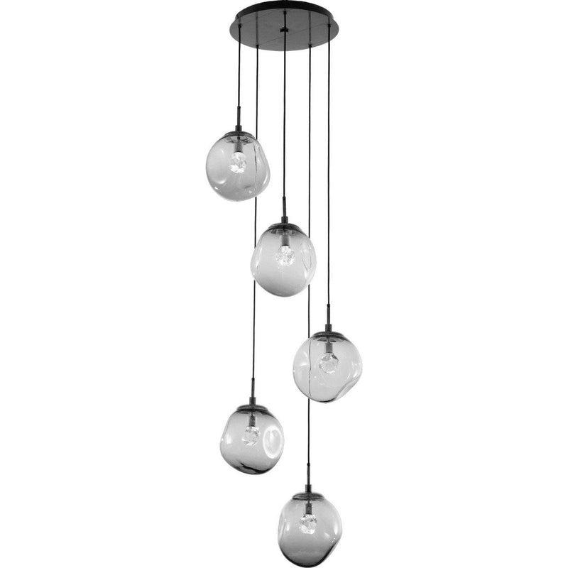 Aster 5 Light Pendant by Hammerton, Color: Geo Crystal with Clear Glass-Hammerton Studio, Finish: Black Matte,  | Casa Di Luce Lighting