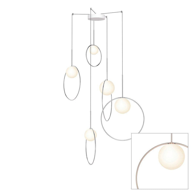 Bola Halo Multi Light Pendant by Pablo, Finish: Rose Gold, Number of Lights:: 5,  | Casa Di Luce Lighting