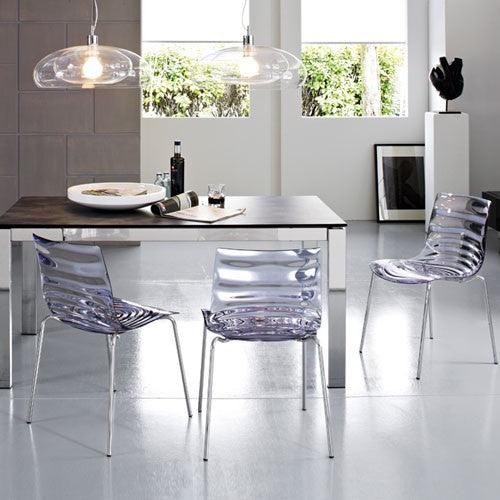 L'eau CB-1273A Chair by Calligaris by Calligaris, Metal Finish: Chrome, Matt Optic White, Satin Finished Steel, Seat Colors: Transparent, Transparent Smoke Grey, Transparent Aquamarine, Transparent Orange, Transparent Red,  | Casa Di Luce Lighting