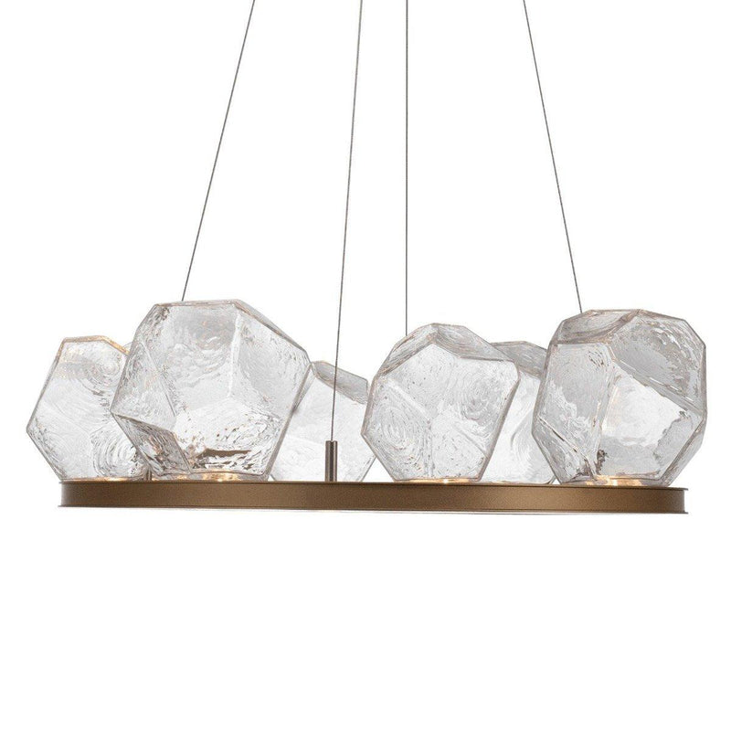 Gem Ring Chandelier by Hammerton, Color: Amber, Finish: Gilded Brass, Size: Small | Casa Di Luce Lighting