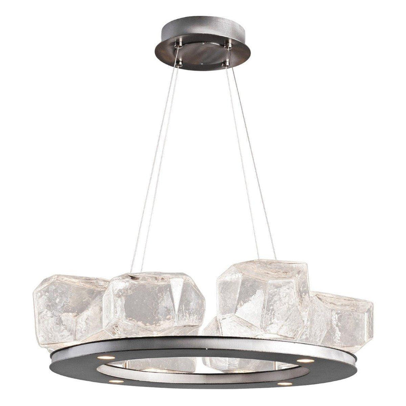Gem Ring Chandelier by Hammerton, Color: Smoke, Finish: Heritage Brass, Size: Small | Casa Di Luce Lighting