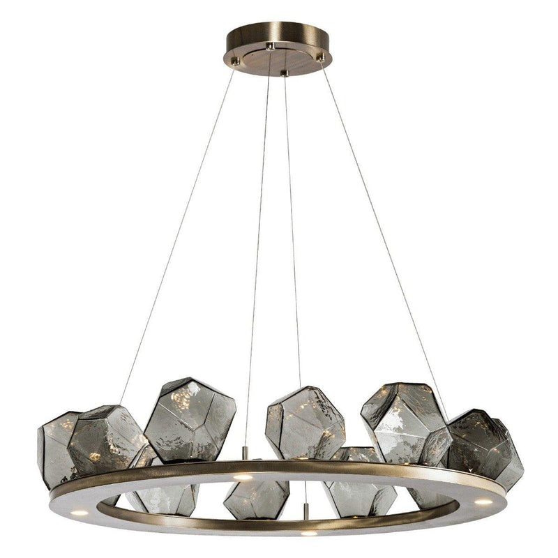 Gem Ring Chandelier by Hammerton, Color: Amber, Finish: Metallic Beige Silver, Size: Medium | Casa Di Luce Lighting