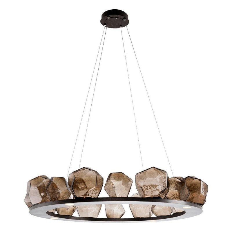 Gem Ring Chandelier by Hammerton, Color: Clear, Finish: Heritage Brass, Size: Large | Casa Di Luce Lighting