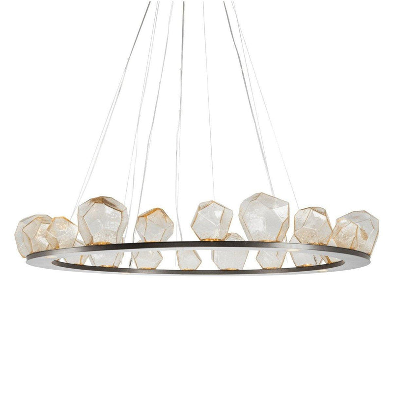 Gem Ring Chandelier by Hammerton, Color: Amber, Finish: Metallic Beige Silver, Size: X-Large | Casa Di Luce Lighting