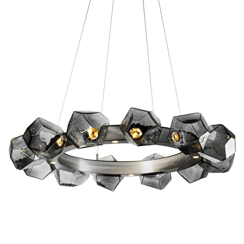 Gem Radial Ring Chandelier by Hammerton, Color: Amber, Finish: Gunmetal, Size: Small | Casa Di Luce Lighting