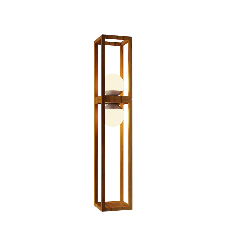 Cubic Two Light Floor Lamp By Accord - Teak (Large)