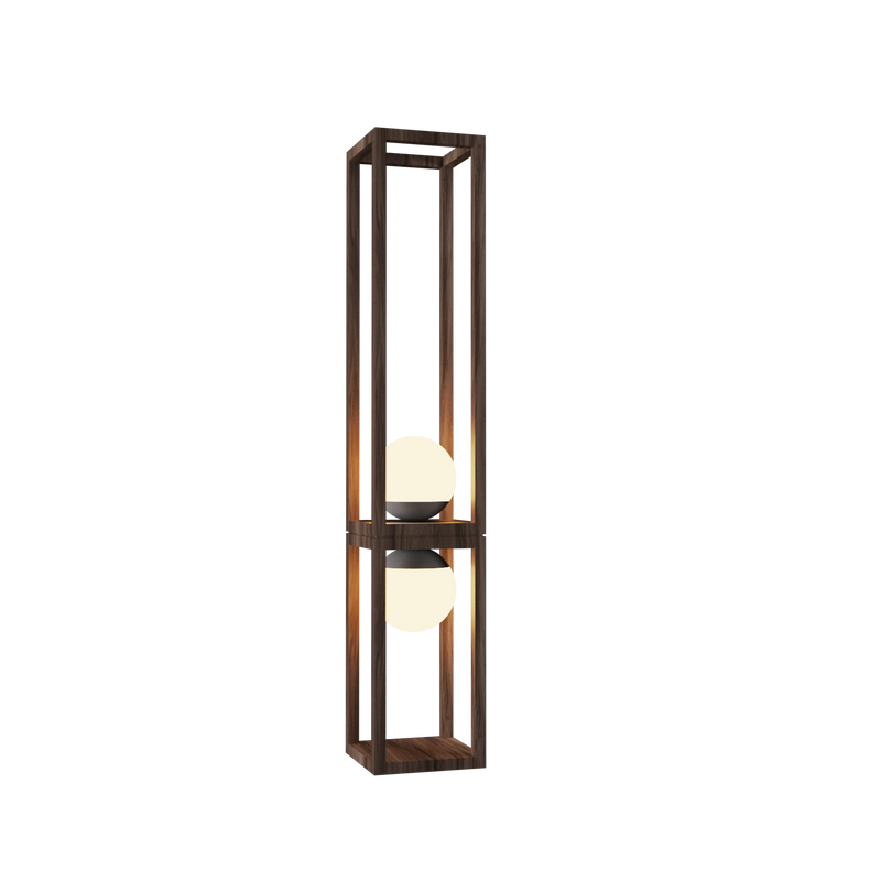 Cubic Two Light Floor Lamp - American Walnut