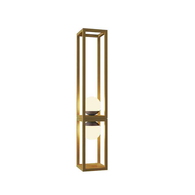 Cubic Two Light Floor Lamp - Pale Gold