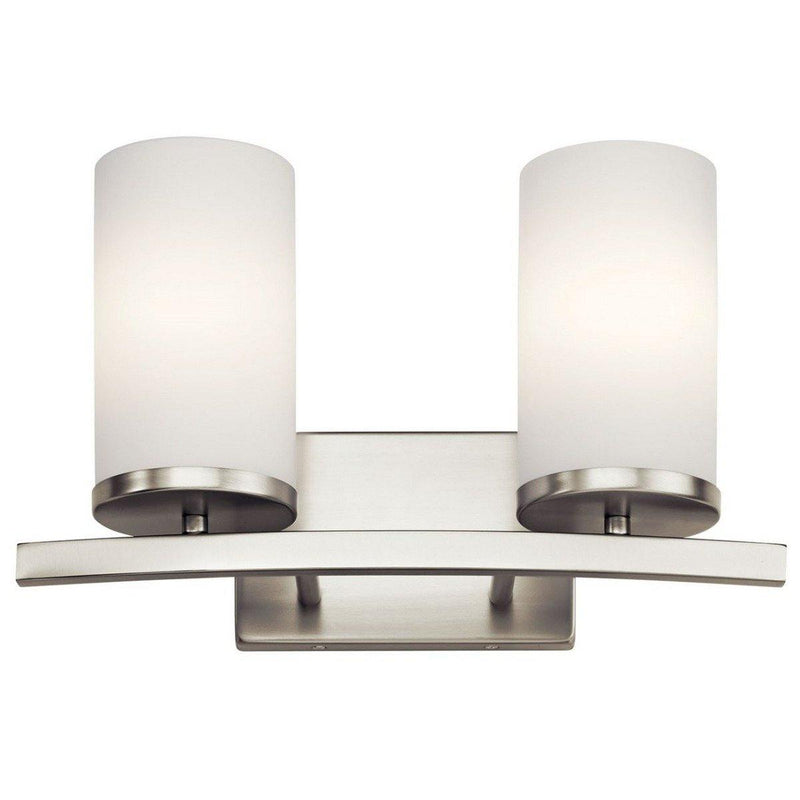 Crosby Bath Bar by Kichler, Finish: Nickel Brushed, Number of Lights: 2,  | Casa Di Luce Lighting