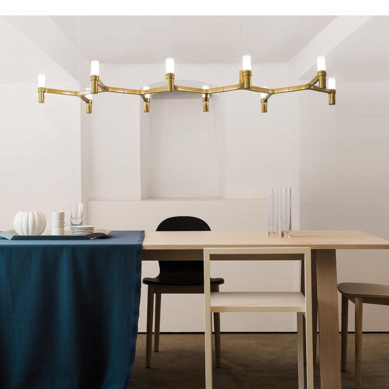Crown Plana Linear Chandelier by Nemo, Finish: Gold Painted, White, Black, Polished, Gold Plated, Black Plated, ,  | Casa Di Luce Lighting