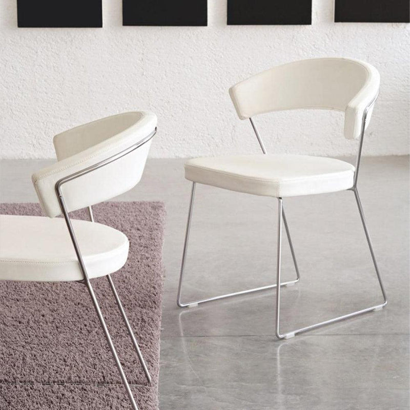 New York CB-1022-LH  Chair by Calligaris by CDL (Casa Di Luce Collection), Seat Colors: Optic White Leather, Black Leather, Coffee Leather, Taupe Leather, ,  | Casa Di Luce Lighting