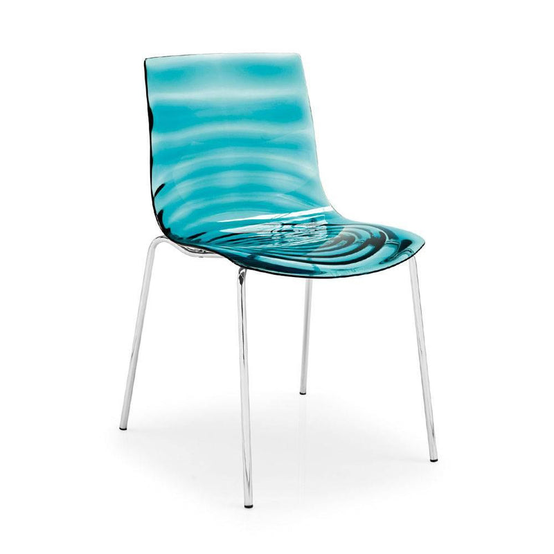 L'eau CB-1273A Chair by Calligaris by Calligaris, Metal Finish: Chrome, Matt Optic White, Satin Finished Steel, Seat Colors: Transparent, Transparent Smoke Grey, Transparent Aquamarine, Transparent Orange, Transparent Red,  | Casa Di Luce Lighting