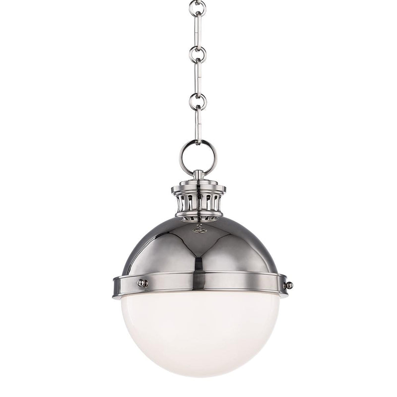 Latham Pendant by Hudson Valley, Finish: Nickel Polished, Distressed Bronze-Hudson Valley, Size: Small, Large,  | Casa Di Luce Lighting