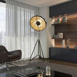 Black-Black/Gold Leaf Studio 76 Floor Lamp in Living Room
