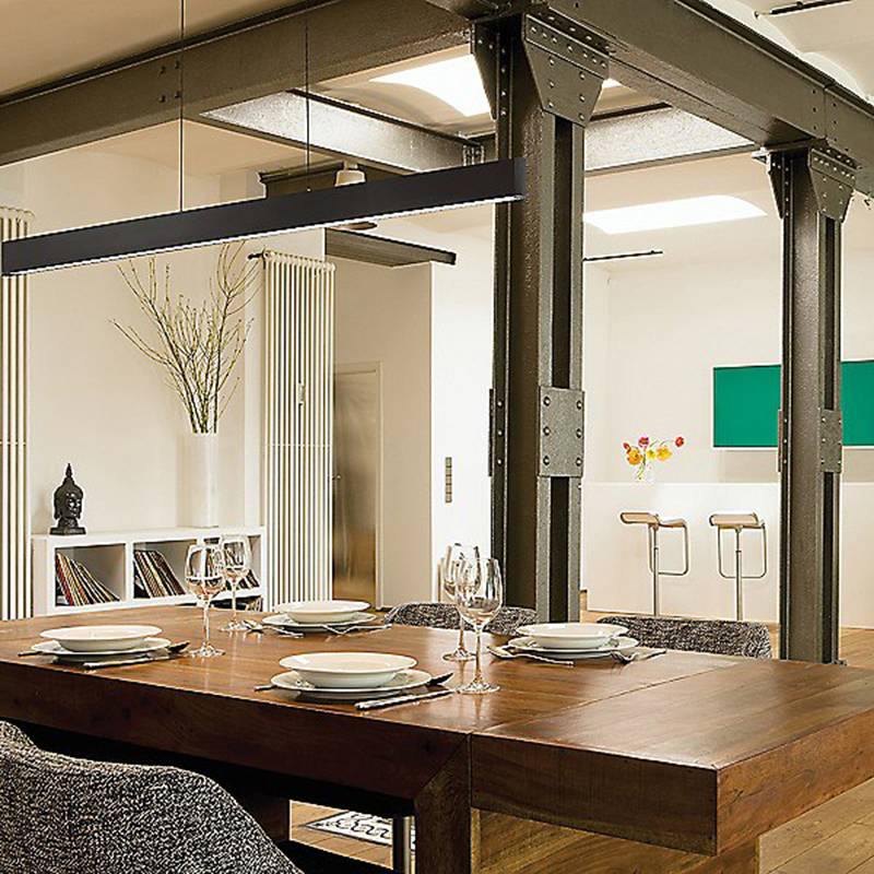 Volo Linear dweLED Pendant in dining room

