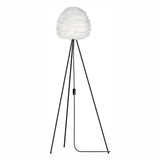 Eos Evia Tripod Floor Lamp by Umage - Medium, White lampshade, Tripod Floor Lamp Black standing in the living room