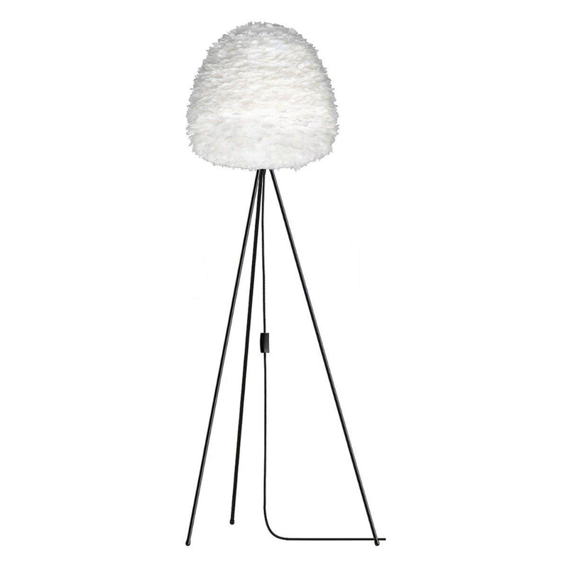 Eos Evia Tripod Floor Lamp by Umage - Large, White lampshade, Tripod Floor Lamp Black standing in the living room