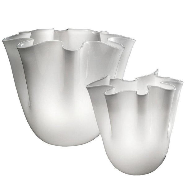 Foulard White Murano Glass Table Lamp by Murano Arte, Sizes: Medium, Large, ,  | Casa Di Luce Lighting