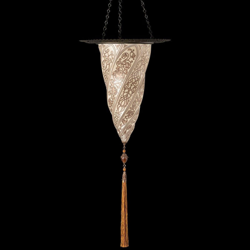 Cesendello Pendant Light with Ring by Fortuny by Venetia Studium, Color: Gold Classic-Fortuny, Silver Classic-Fortuny, White Classic-Fortuny, Gold Mosaic-Fortuny, Red Mosaic-Fortuny, ,  | Casa Di Luce Lighting