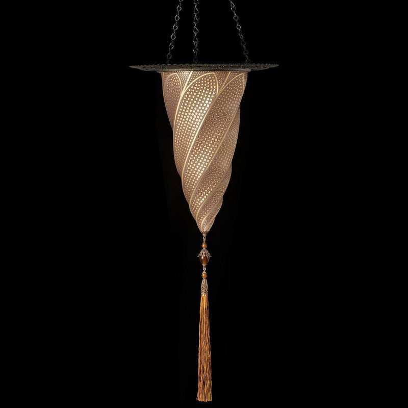 Cesendello Pendant Light with Ring by Fortuny by Venetia Studium, Color: Gold Mosaic-Fortuny, ,  | Casa Di Luce Lighting