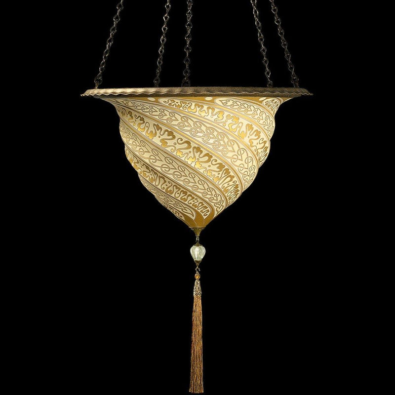 Glass Samarkanda Suspension by Fortuny by Venetia Studium, Color: Gold Serpentine-Fortuny, ,  | Casa Di Luce Lighting
