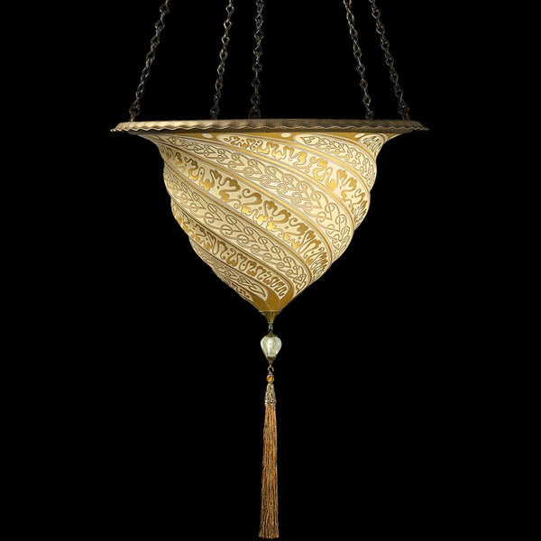 Glass Samarkanda Suspension by Fortuny by Venetia Studium, Color: Gold Serpentine-Fortuny, Silver Serpentine-Fortuny, White Serpentine-Fortuny, ,  | Casa Di Luce Lighting