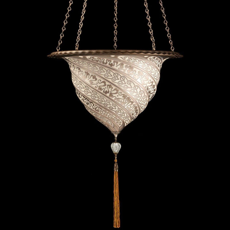 Glass Samarkanda Suspension by Fortuny by Venetia Studium, Color: Silver Serpentine-Fortuny, ,  | Casa Di Luce Lighting