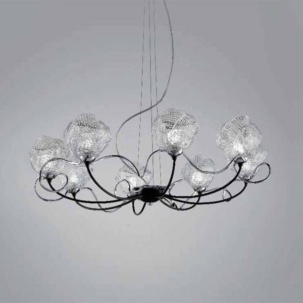Gomitoli 3011-L8L Chandelier by Bellart by Bellart, Finishing: Black Lacquered + Chrome, Black Lacquered + Gold, White Lacquered + Chrome, White Lacquered + Gold, Glass: Crystal, Amber, Smoke,  | Casa Di Luce Lighting