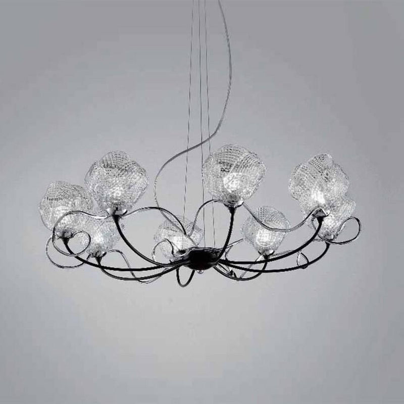 Gomitoli 3011-L8L Chandelier by Bellart by Bellart, Finishing: Black Lacquered + Chrome, Black Lacquered + Gold, White Lacquered + Chrome, White Lacquered + Gold, Glass: Crystal, Amber, Smoke,  | Casa Di Luce Lighting
