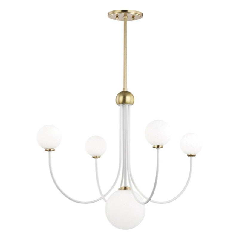 Coco Chandelier by Mitzi, Finish: Aged Brass/Soft Off White-Mitzi, Number of Lights: 5,  | Casa Di Luce Lighting