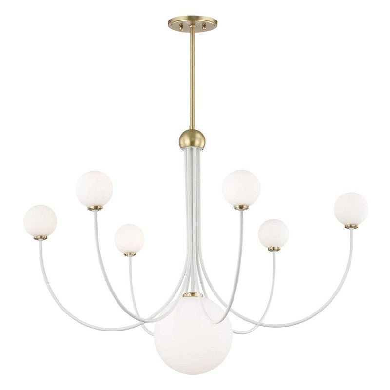 Coco Chandelier by Mitzi, Finish: Aged Brass/Soft Off White-Mitzi, Number of Lights: 7,  | Casa Di Luce Lighting