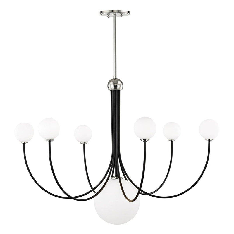 Coco Chandelier by Mitzi, Finish: Polished Nickel/Black-Mitzi, Number of Lights: 7,  | Casa Di Luce Lighting