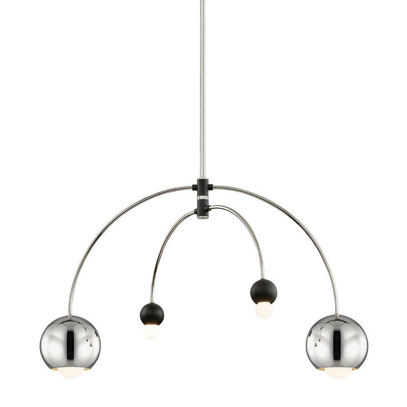 Polished Nickel/Black 4 Light Willow Chandelier by Mitzi
